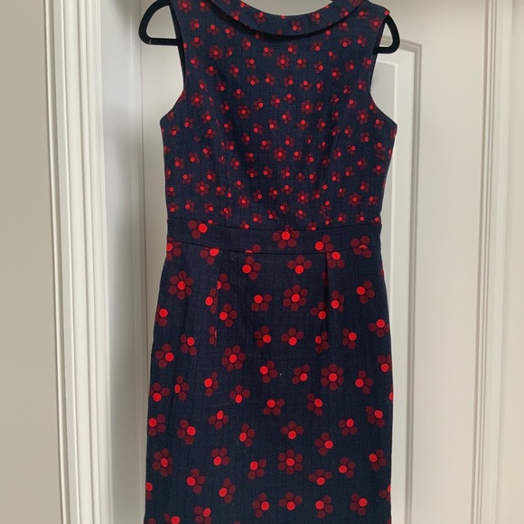 BODEN Martha Shift Sleeveless Knee-Length Polka Dot Dress Size US 8R Navy/Red - Picture 3 of 5